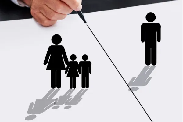 Zeichnung einer getrennten Familie